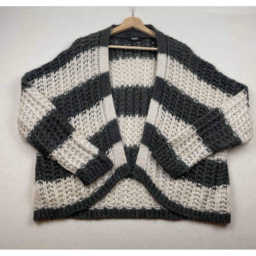 Twins Made in Italy Knit Crochet‎ Cardigan Sweater Women's M Mohair Wool Blend